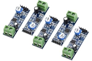 FYEARFLY 5Pcs Audio Amplifier Module, 200 Times Gain 5V-12V Lm386 Audio Power Amplifier Board 4 X 1.3cm With Terminal Blocks, for Arduino Ek1236 L1P8