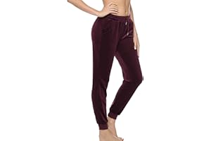 Aottori Pantalon de Sport Femmes en Velour Pantalon de Survêtement avec Poches Sweatpants Jogging Running Fitness Course Casual
