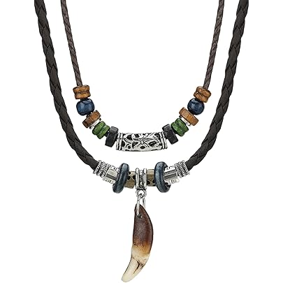 Collana Con Ciondolo A Forma Di Dente Di Pesce Retr&ograve;, Tartaruga, Toro, Osso, Collana Regolabile Con Cordino Per Uomo, Collana Amuleto