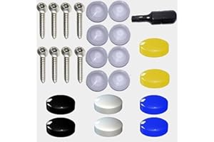RADSO® Premium Number Plate Anti-Theft Security Screws Cover Kit with Torx Security Bit - 17 Pieces set - Includes BLack, White, Yellow and Blue Colour Plastic Snap Caps