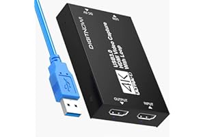 VIXLW Carte de Capture vidéo, Carte de Capture Audio, Carte de Capture USB 3.0 4K HDMI Loop-Out, 1080P 60FPS Capture de Jeu vidéo pour Streaming, Jeux et Diffusion Xbox/PS4/PS5/OBS/appareil Photo/PC