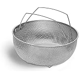 SPRINGLANE Edelstahl Dampfgareinsatz für Schnellkochtöpfe und 5-Liter Kochtöpfe, aufstellbarer Henkel und ausklappbare Standf