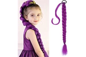 DYBEAUTYHAIR Rumi Braids Long Purple Hair Extensions, 26 Inch Pre-Braids purple Braiding Hair for Cosplay Halloween Stage Performances Ponytail Extension with Elastic Tie (Purple)