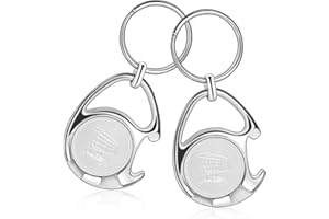 ACIELANNA Gettone Carrello Spesa, 2 Pezzi Portachiavi Magnetico Metallo Chiave per Carrello Spesa con Moneta Rimovibile, Base Magnetica, Apribottiglie per Carrello del Supermercato e Bottiglie di Birra