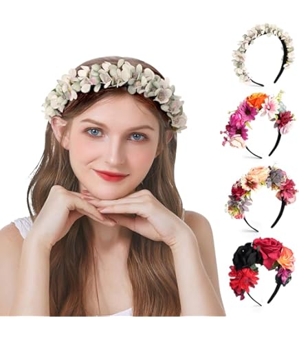 Cerchietto Fiori Rose Rosse Per Capelli - Per Donna E Bambina, Matrimoni E Feste - Foto 8