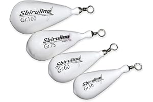 Sbirulino® Juego de 4 plomos de pera plastificados blancos con emerillón