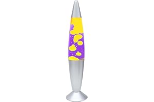 Global Gizmos 48809 Purple and Yellow Lava Lamp/Silver Base Colour/Retro Nostalgia/Relaxing Mood Light / 16 Inch Height