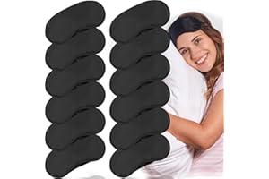 VANDORLA 12 Pack Blindfold Eye Mask Cover Sleep Mask for Party Games Travel Sleep Team Build Party Supply with Adjustable Strap for Women Men Kids, Black