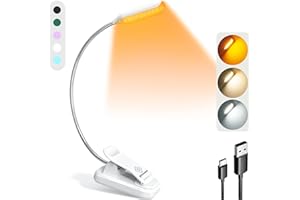 ‎GLOCUSENT Glocusent Leselampe Buch Klemme, Wiederaufladbare Buchlampe mit 10 LEDs, 3 Farben & 3 Helligkeiten, Lange Laufzeit Klemmlampe bis zu 80 Stunden, 360° Flexibel Klemmleuchte für Nachtlesen