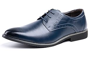HITMARS Scarpe Derby Uomo Scarpe Stringate Formale Lavoro Eleganti Oxford Cerimonia Francesine Casual Classiche Comode Basse Sposa Blu Oro Grigio Rosso Nero Marrone Cachi 37-48