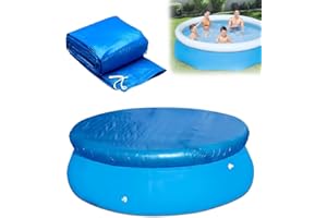 CADOAL 8Ft Round Pool Cover, Thick Swimming Pool Cover Easy Set With Drawstring For All Round Above Ground Inflatable Pools, Dustproof Waterproof Outdoor Pool Protector (244cm/8ft)