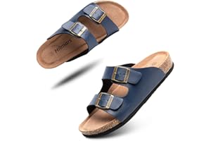 Hitmars Sandalias de pala Mujer Hombre Sandalias de Vestir Mules Punta Abierta Chanclas Plano Cómodas Verano Ajustable Hebilla Zapatillas Negro Marrón Número 35-47 EU