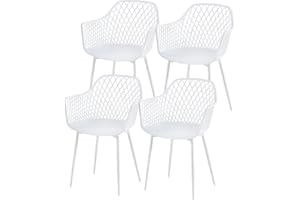 buybyroom Set di 4 sedie da pranzo, sedia da pranzo con bracciolo sedia in plastica sala da pranzo 41 x 55 x 84,5 cm (bianco)