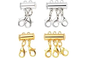 VISXCNU Vischiu 4 chiusure magnetiche, argento e oro, 2/3 fili, separatori magnetici, estensori multi-fili, per collane fai-da-te, bracciali, gioielli