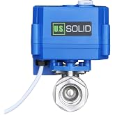 U.S. Solid 1/2" Stainless Steel Motorized Valve with Manual Function, 9-24 V AC/DC, 2 Way Electric Ball Valve, 2 Cables, Auto