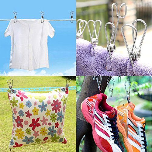 zesgood Edelstahl Lange Liste Wäschekorb Wäscheklammern, Set 60 - 6