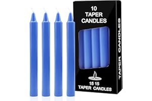 ‎BOLOSA Bolosa 10 Stück Stabkerzen Blau, Spitzkerzen, Lange Kerzen, Stabkerze, Lange Brenndauer, Geeignet für Bankette, Partys, Familienessen, 15x1,5cm
