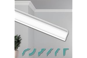 HEXIMO Deckenleisten modern XPS Styropor weiß, 2 Meter Stuckleisten Sytroporleisten Zierleisten Stuck Eckleisten (20 Meter Deckenleisten ZG27)