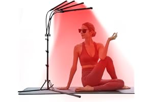 Trayvespace Red Infrared Lamp, 4 Heads Red Light Lamp with Stand, Timer, Brightness Adjustable, 360° Rotating Infrared Light Device (660nm & 850nm)