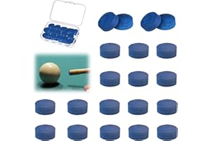 WUIOWPPIC 20Pcs Blue Billiard Cue Tips 10mm Snooker Cue Tips Glue Billiard Pool Stick Replacement Tips Billiard Pool Cue Tips Glue On Blue Pool Cues Pool Billiard Replacement Tips Pool Cue Tips and Chalk