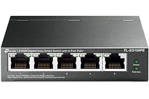 TP-Link TL-SG105PE | Przełącznik Gigabit PoE+ 5× 10/100/1000 Mb/s (4× PoE+) | Budżet PoE 65 W | Monitorowanie, zarządzanie przez GUI