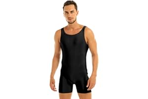 dPois Herren Ärmellos Body Overall Jumpsuit Elastisch Unterhemd Sport Body Leotard Männer Bodysuit Boxershorts Unterwäsche Gymnastikanzug Sportwear M-XL