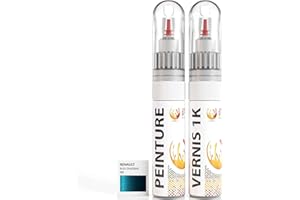 ipixline Kit Retouche Peinture Carrosserie Voiture - Stylo Correcteur Peinture Auto 30 ml, Vernis Brillant 1k 30 ml - Compatible avec Renault - Bleu Zanzibar RRF