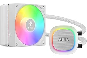 GAMDIAS AURA GL120 V2 AIO, 120mm CPU Liquid Cooler, Easy Cable Routing Design, Rotatable Performance Pump, 1 x 120mm Low-Noise PWM ARGB Fan w/ MB Sync, AMD AM5/AM4；Intel LGA 1851/1700/115x/1200, White
