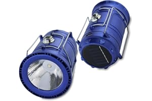 DOMIRA Solar & USB Rechargeable Camping Lantern – LED Camping Light Portable Solar-Powered Lantern Torch for Hiking, Fishing, Power Cuts & Survival Kits (Blue)