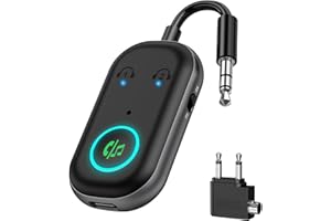 OQIMAX Newest Bluetooth 5.3 Transmitter Receiver, 2-in-1 Bluetooth AUX Adapter with Dual Connection, 13Hr Playtime, Plug and Play, Portable Wireless Audio Receiver for TV, PC, Car Audio Systems