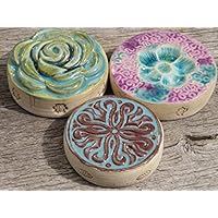 Set Keramik Tischdeko Dekosteine Blau Türkis Flieder