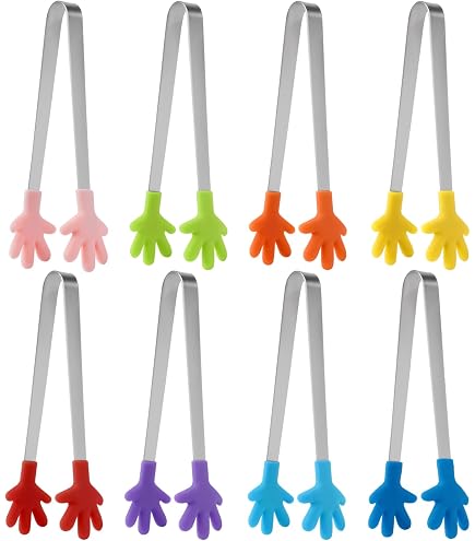 Pinces De Cuisine En Silicone Et Inox - Lot De 9 - Mini Pinces à Aliments - Idéal BBQ, Salades, Glaçons