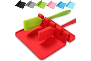 SINNSALLY Poggiamestolo Silicone,Posamestoli,Supporto per Cucchiai da Cucina,Ripiano per Utensili da Cucina,Posa Mestoli con Salvagoccia- Porta Mestoli da Cucina- Poggia Mestolo Cucina-Vassoio da Cucina