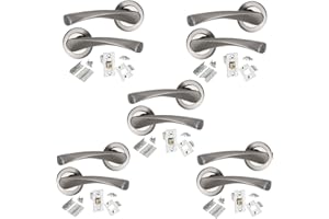 HANDLESTORE Dual Finish Chrome Twist Door Handle Pack - with Hinges and Latches (5 Pack)