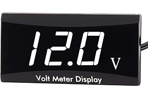 Kinstecks Motorcycle Voltmeter DC 12V Digital Voltmeter Gauge LED Display Voltage Meter for Motorcycle Car Battery Voltage Monitor-White