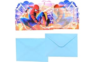 BESTZY S-uper hero Invitations Cards, 18PCS Kids' Party Invitations and Envelopes Birthday Invites Party Invites Kids Theme Party Invitations Birthday Cards Birthday Party Supplies for Children Birt