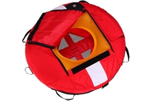 P Prettyia Premium Freediving Training Buoy, Freediver Scuba Diver Inflatable Safety Float with Over Pressure Relief Valve, Oral Inflator Red