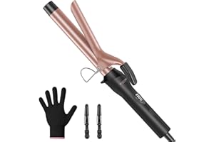 BESTOPE PRO Ferro Arricciacapelli da 25 mm, Arricciacapelli con Ioni Negativi, 8 Temp. Regolabili, Ferro Capelli Ceramico per Ricci Grandi, Riscaldamento Rapido in 30s, Spegnimento Automatico in 60min