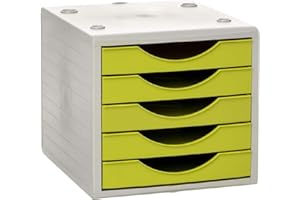 Archivo 2000 - Módulo de 5 cajones sostenible, color verde kiwi - Archivotec Serie 4000