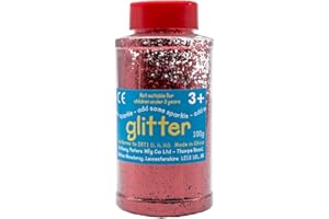 ANTHONY PETERS Glitter | 100 Gram tub | Shaker lid for Easy Pouring | Arts and Crafts | Glitter Art | Red