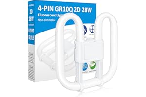 DDLISU GR10q 4-Pin Bulb 28W 3500K Warm White, 2D Square CFL Compact Fluorescent 4 Pin Light Bulb, GR10q DD Flat Butterfly Bulb for Flush Ceiling Light, 4 pin Bathroom Light Bulbs, 1 Pack-19.0 * 19.5CM