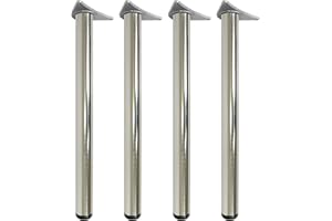 GT V Pack of 4 Adjustable Height Bar Breakfast Worktop Support Table Kitchen Leg Stolmet (710mm, BrushedChrome) (4 x 710mm, Brushed Chrome)
