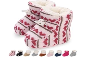 MONSTOYO Chaussures Premier Pas Bébé Garçon Fille Chaussons Chaud Fourrés Hiver Chaussettes Polaire Antidérapant Enfant Bottes de Neige Semelle Souple Bottines Naissance Bottillons 0-18 Mois