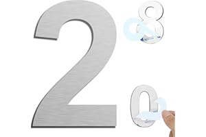 Ywonoby House Numbers - 3 Inch Self Adhesive Metal Stainless Steel Door Numbers Stickers for House Mailbox Apartment Hotel Courtyard - Silver(2)
