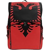 FANTAZIO - Zaino per computer portatile con bandiera dell'Albania, da viaggio, escursionismo, campeggio, casual, grande, scuo