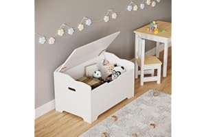 URBNLIVING Ottoman Wooden Storage Chest Bench Stool Seat Trunk Toy Box Bedding Blanket Lid Suitable for Living Room, Bedroom (White)