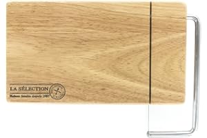 Totally Addict KD3161 Coupe Fromage Foie gras Terrine Beurre Planche Lyre Intégrée La Sélection Brasserie Bois et Inox Beige et Gris H1,5 x 20 x 28 cm