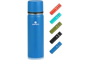 SANTECO Borraccia Termica, Termos Caffè in Acciaio Inox Doppia Mantiene le bevande fredde per 24 ore e calde per 12 ore, Bottiglia thermos a prova di perdite, senza BPA(Blu, 500ML)