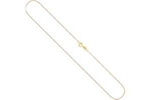 EDELIND Sehr feine Halskette Damen 0.8mm 333 375 585 750 Gold Panzerkette flach 8 9 14 18 Karat Gelbgold Halskette Goldkette mit Schmuck Geschenk Box