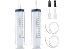 ACTIUSIS Set di 2 siringhe da 150 ml con tubi per laboratori scientifici, fabbriche e uso quotidiano